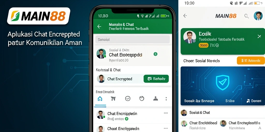 Tampilan utama aplikasi MAIN88 dengan fitur Chat Encrypted yang modern.