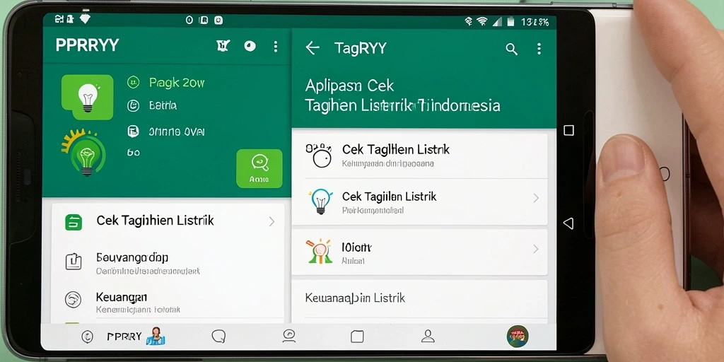 Antarmuka aplikasi PPRRYY untuk cek tagihan listrik yang user-friendly.