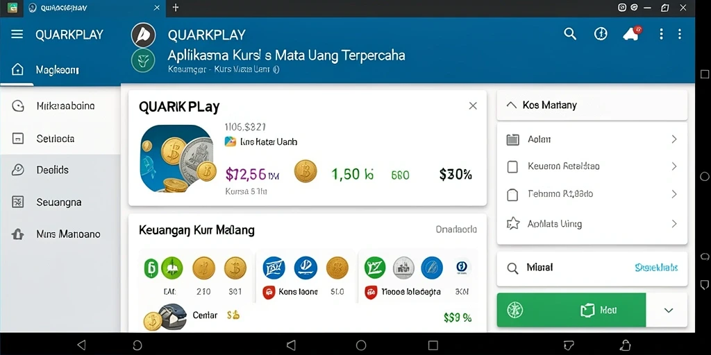 Tampilan antarmuka QUARKPLAY yang bersih dan fungsional untuk kurs mata uang.