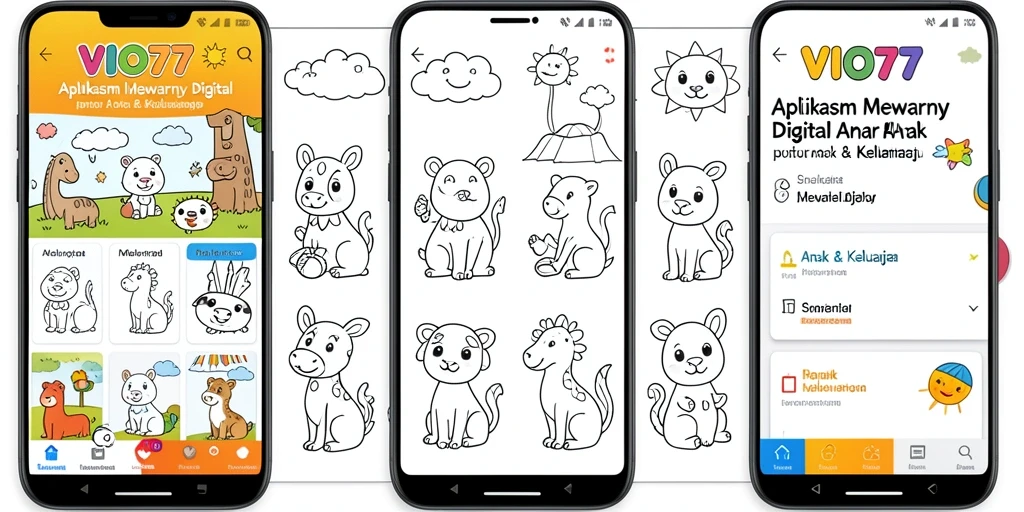Antarmuka aplikasi VIO77 untuk mewarnai digital yang menarik.